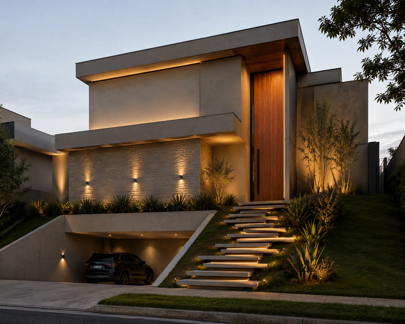 Fachada Casa Paulo, projeto residencial contemporâneo da NF