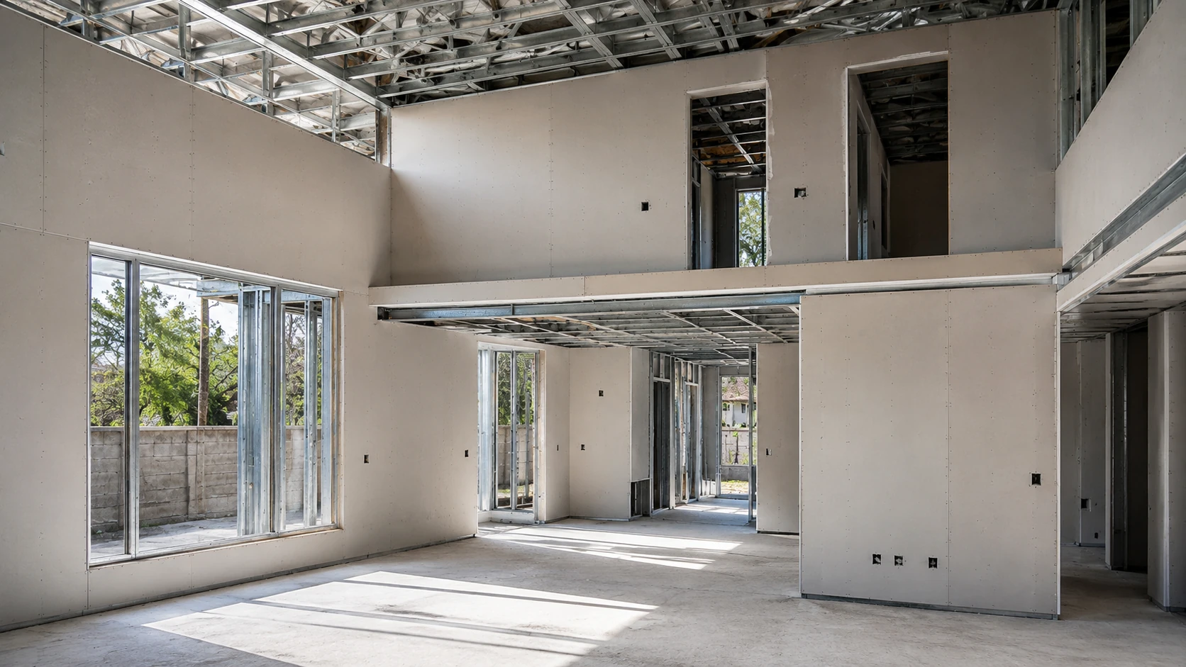 Sistema construtivo em Light Steel Frame com estrutura, fechamentos e execução interna